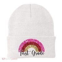 First Grade Cute Rainbow Back To School Beanie thumb 0