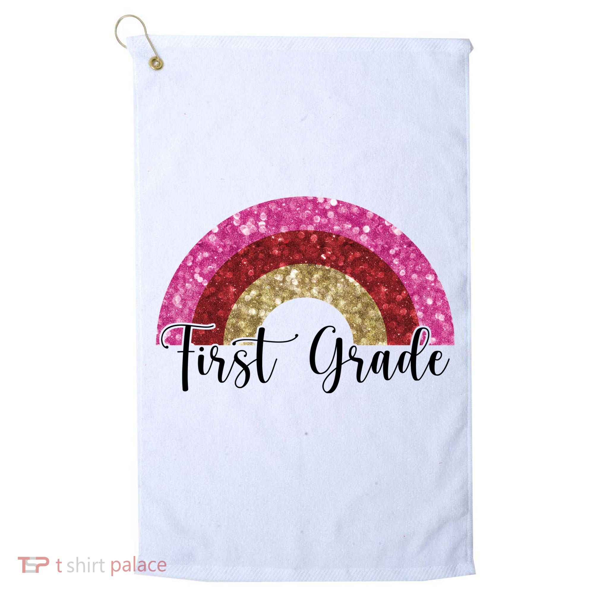 First Grade Cute Rainbow Back To School Golf Towel