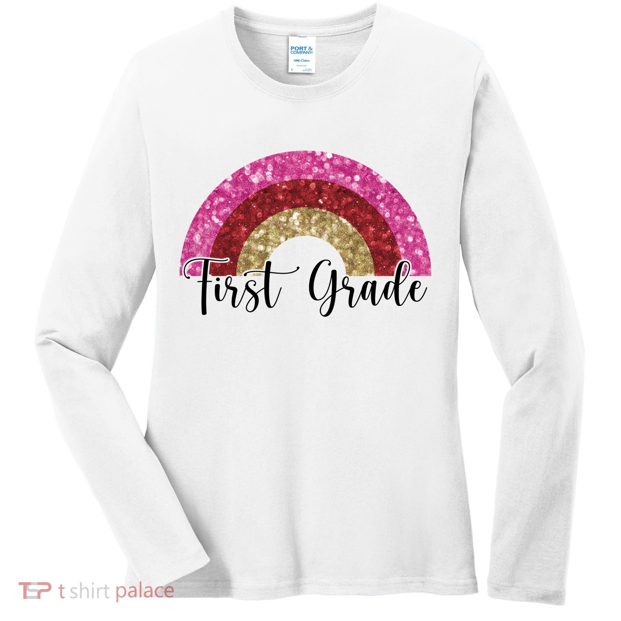 First Grade Cute Rainbow Back To School Women's Long Sleeve Shirt