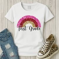 First Grade Cute Rainbow Back To School Women's T-Shirt thumb 3
