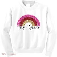 First Grade Cute Rainbow Back To School Kids Sweatshirt thumb 0