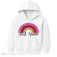 First Grade Cute Rainbow Back To School Kids Hoodie thumb 0