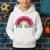 First Grade Cute Rainbow Back To School Kids Hoodie thumb 2