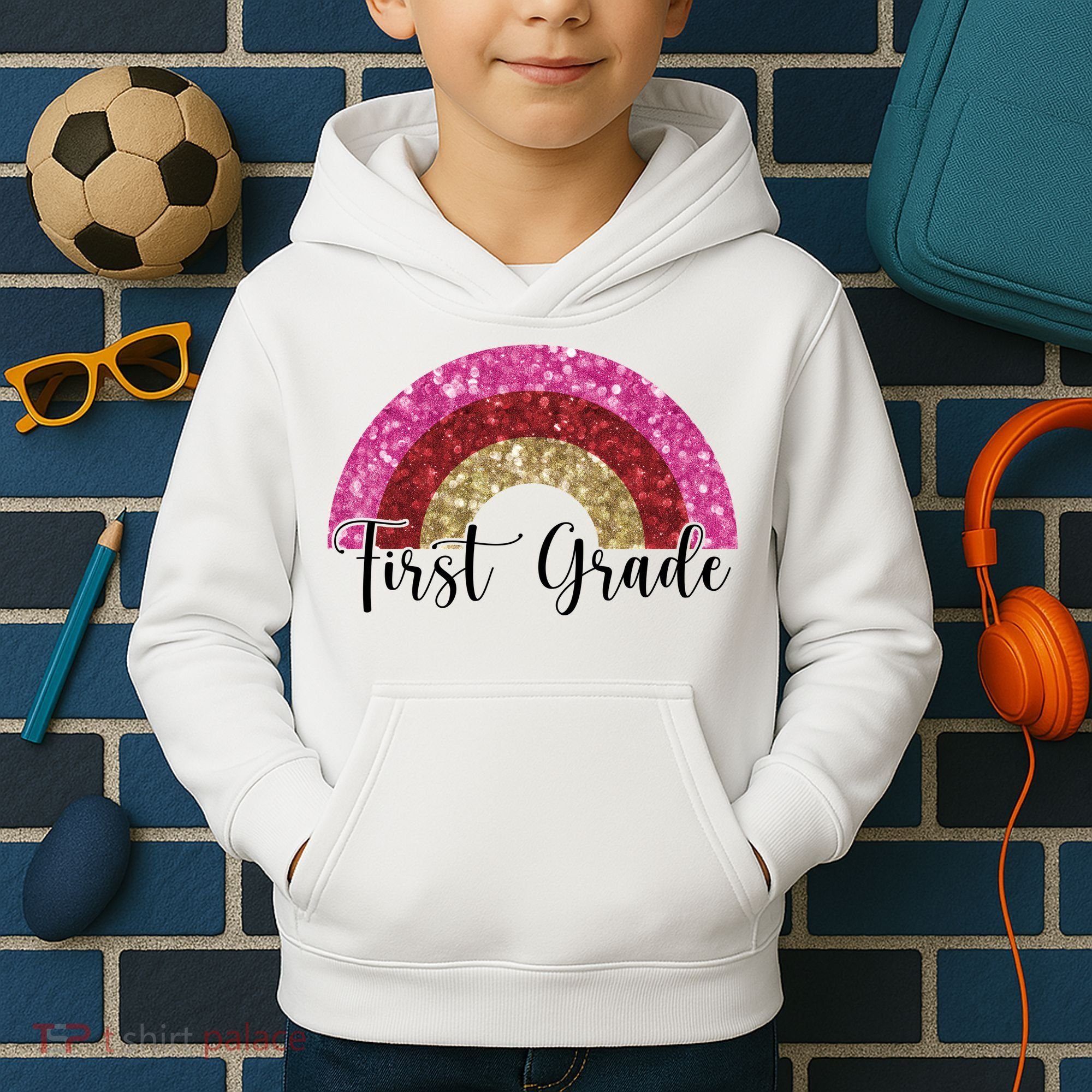 First Grade Cute Rainbow Back To School Kids Hoodie