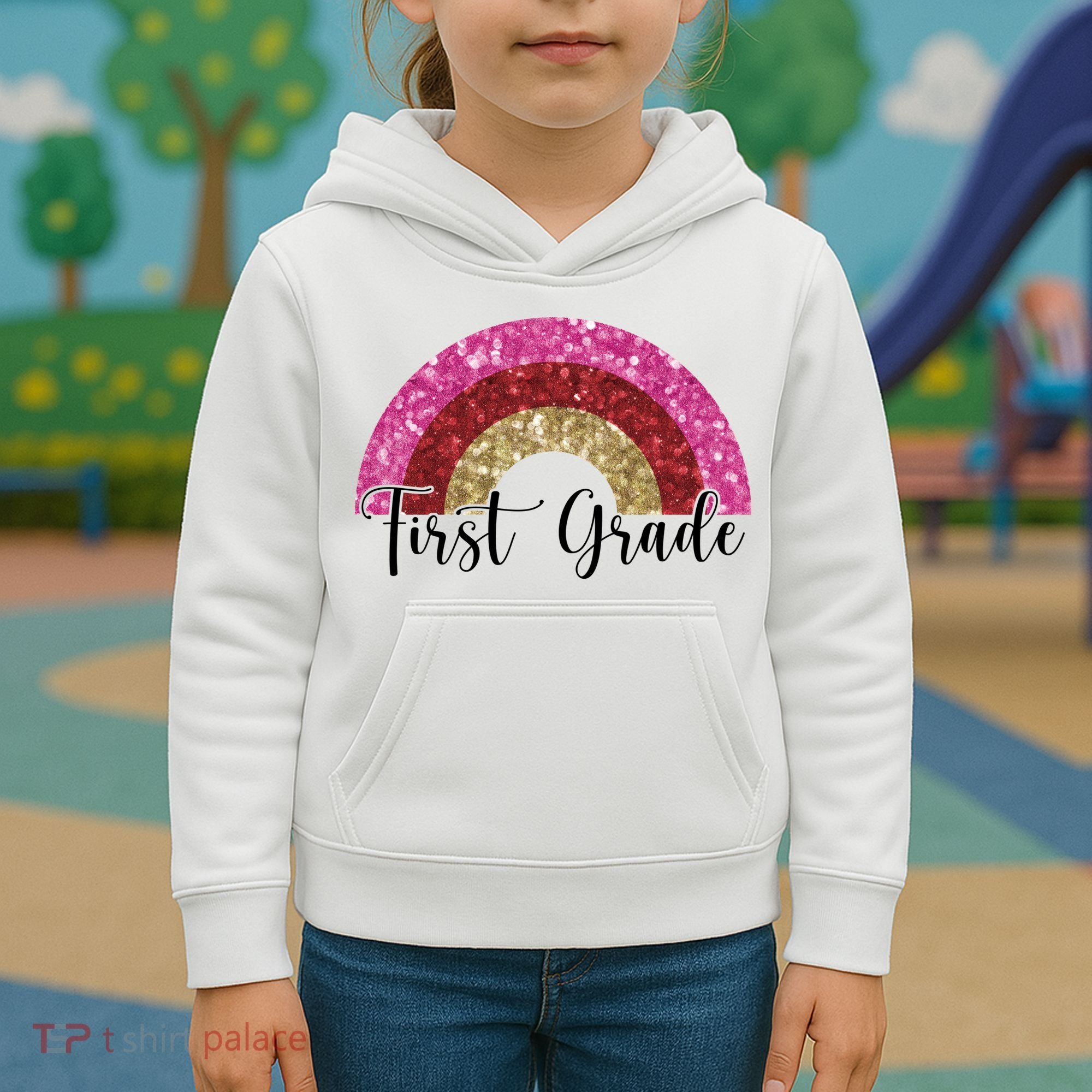 First Grade Cute Rainbow Back To School Kids Hoodie