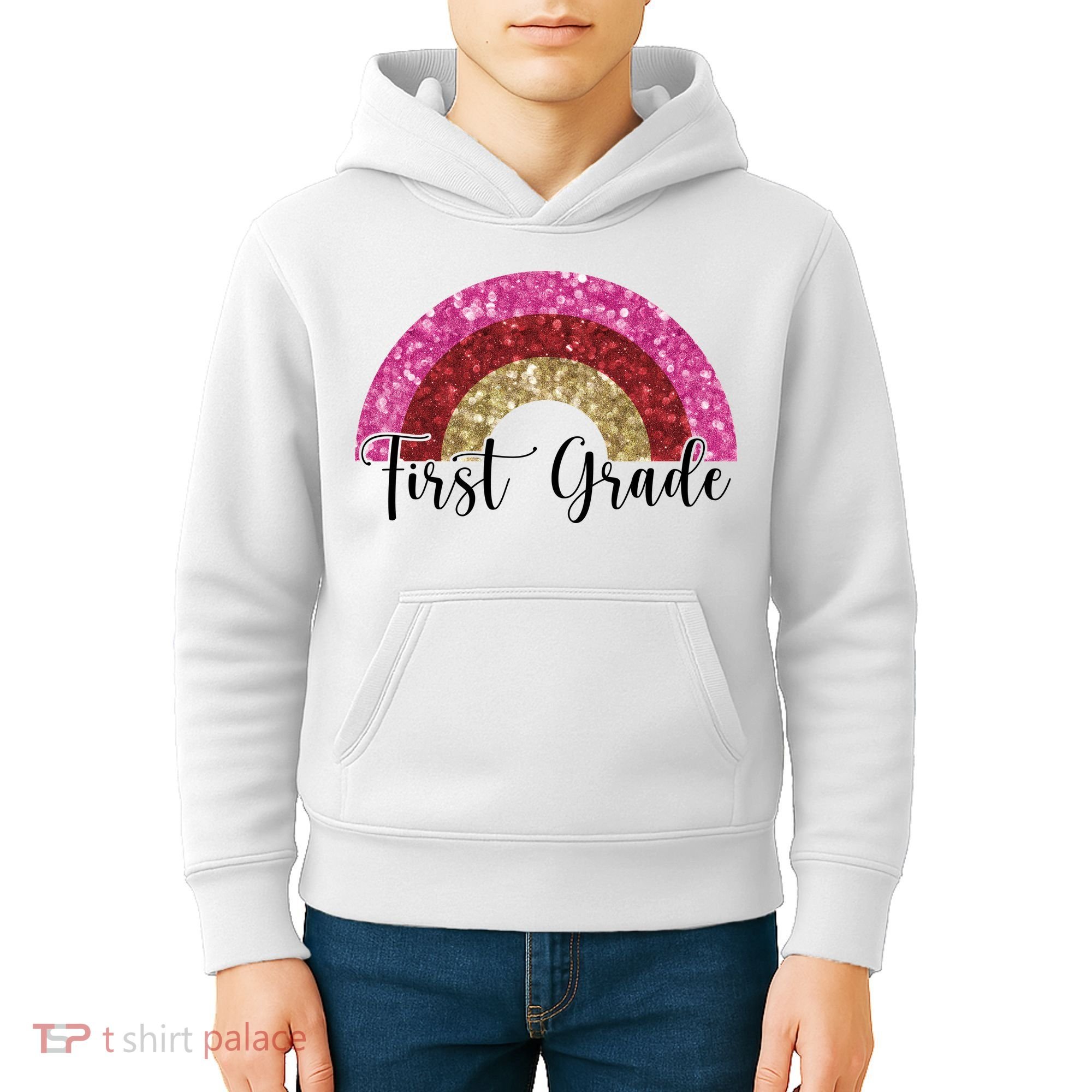 First Grade Cute Rainbow Back To School Kids Hoodie
