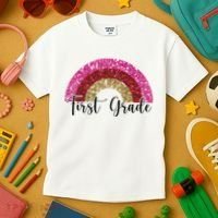 First Grade Cute Rainbow Back To School Kids T-Shirt thumb 3