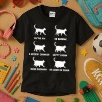 Funny Gift Cats Meme Chonk Cat Chart Kids T-Shirt thumb 3