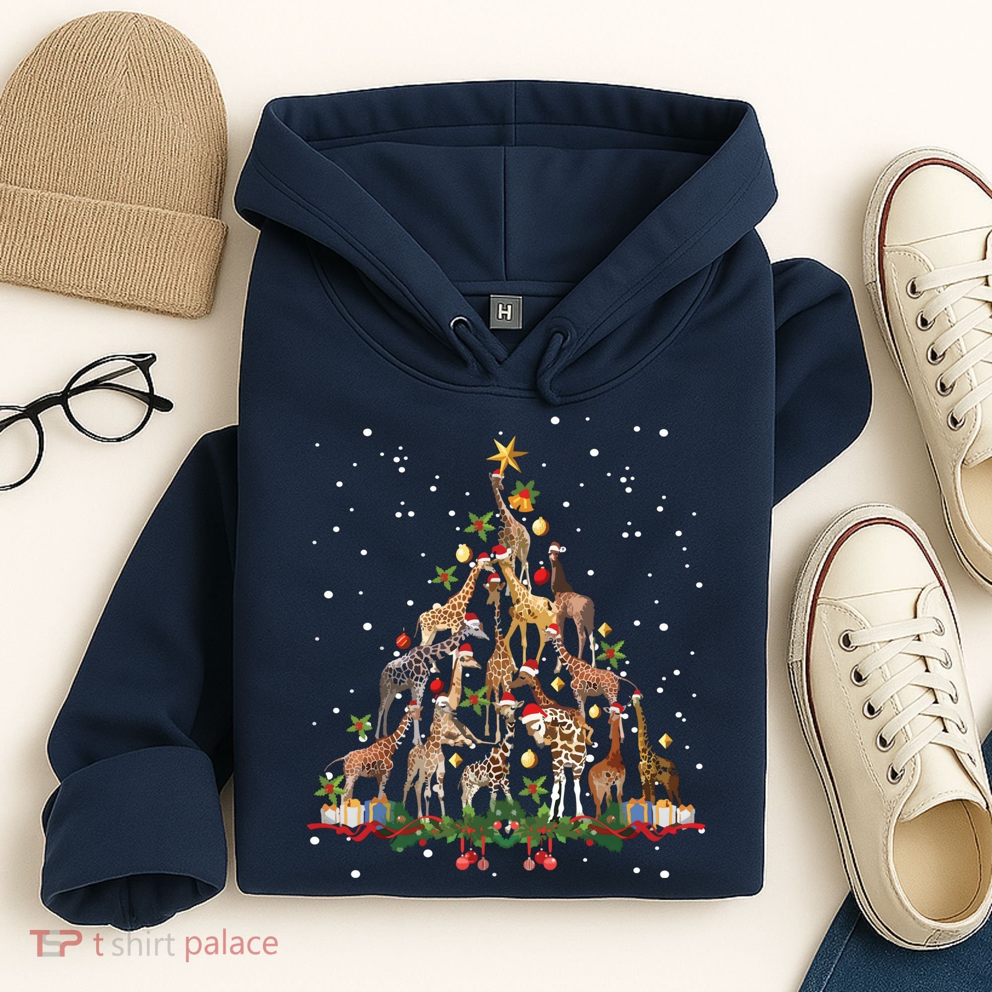 Funny Giraffe Christmas Tree Ornament Decor Cute Hoodie