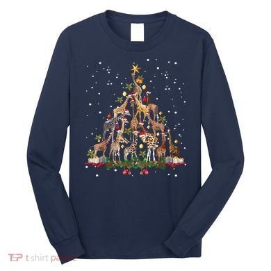 Funny Giraffe Christmas Tree Ornament Decor Cute Long Sleeve Shirt