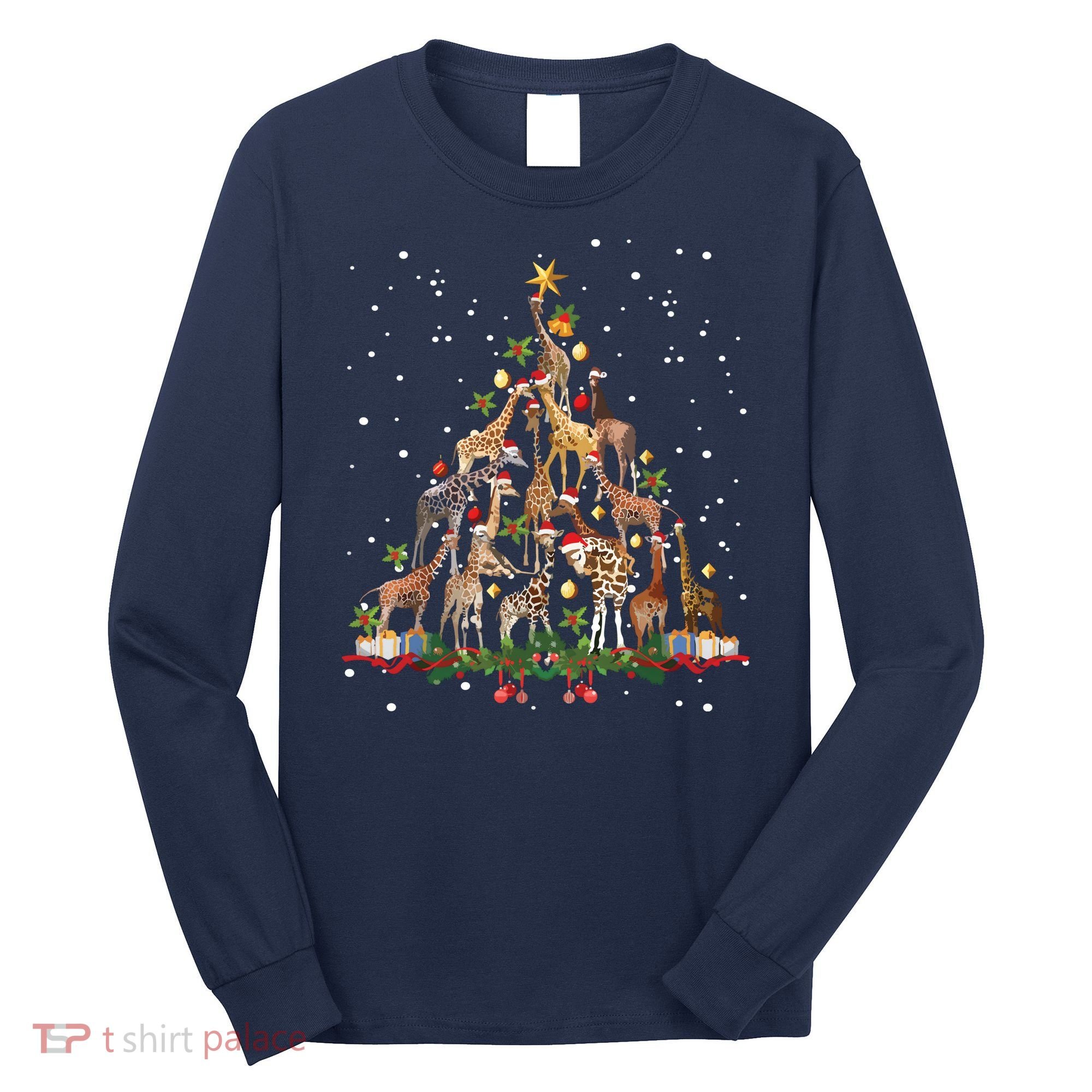 Funny Giraffe Christmas Tree Ornament Decor Cute Long Sleeve Shirt