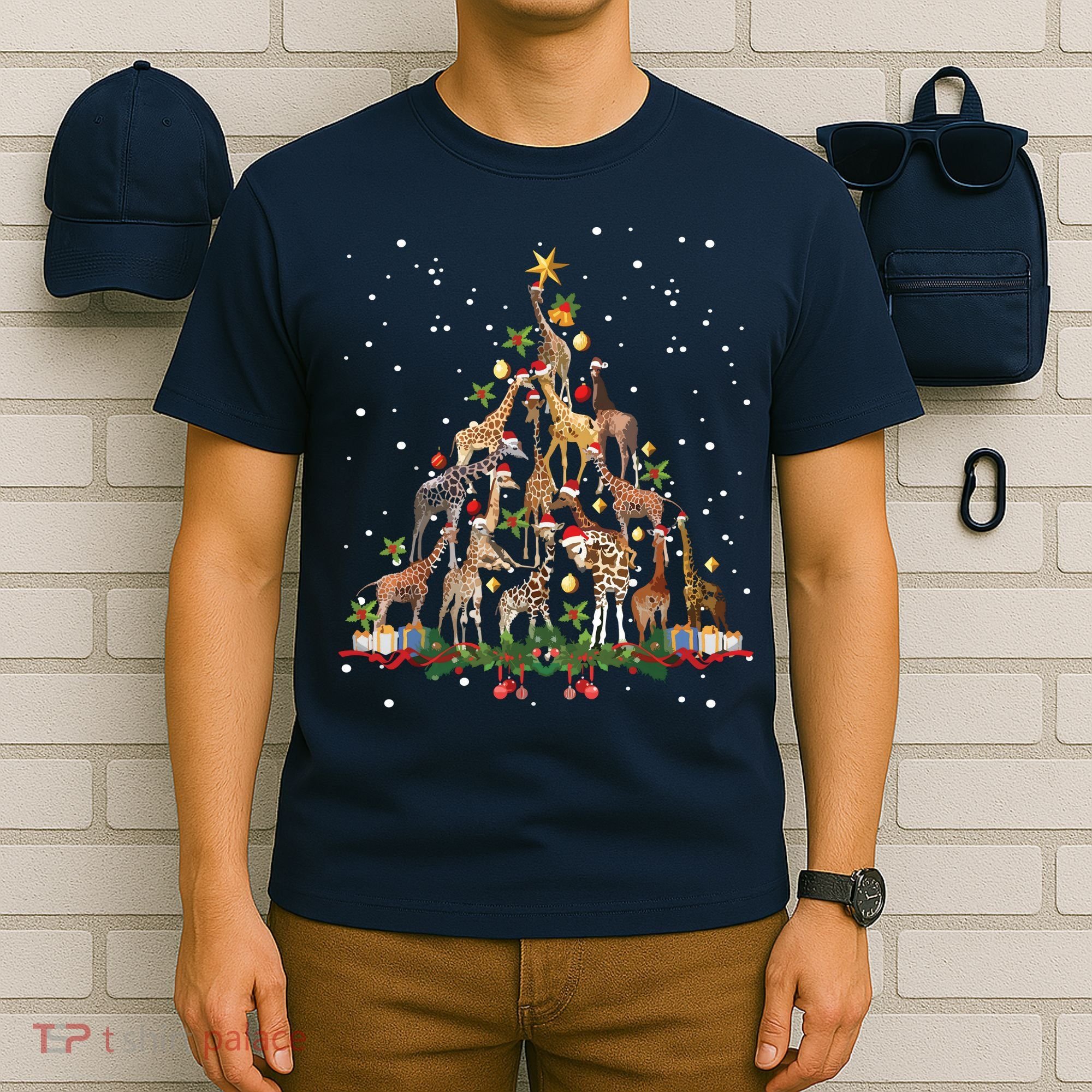 Funny Giraffe Christmas Tree Ornament Decor Cute T-Shirt