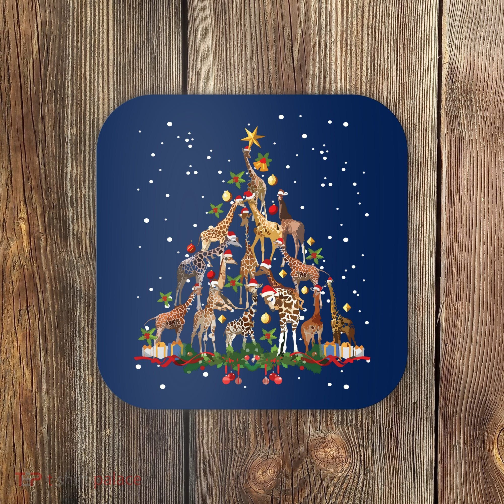 Funny Giraffe Christmas Tree Ornament Decor Cute Coaster