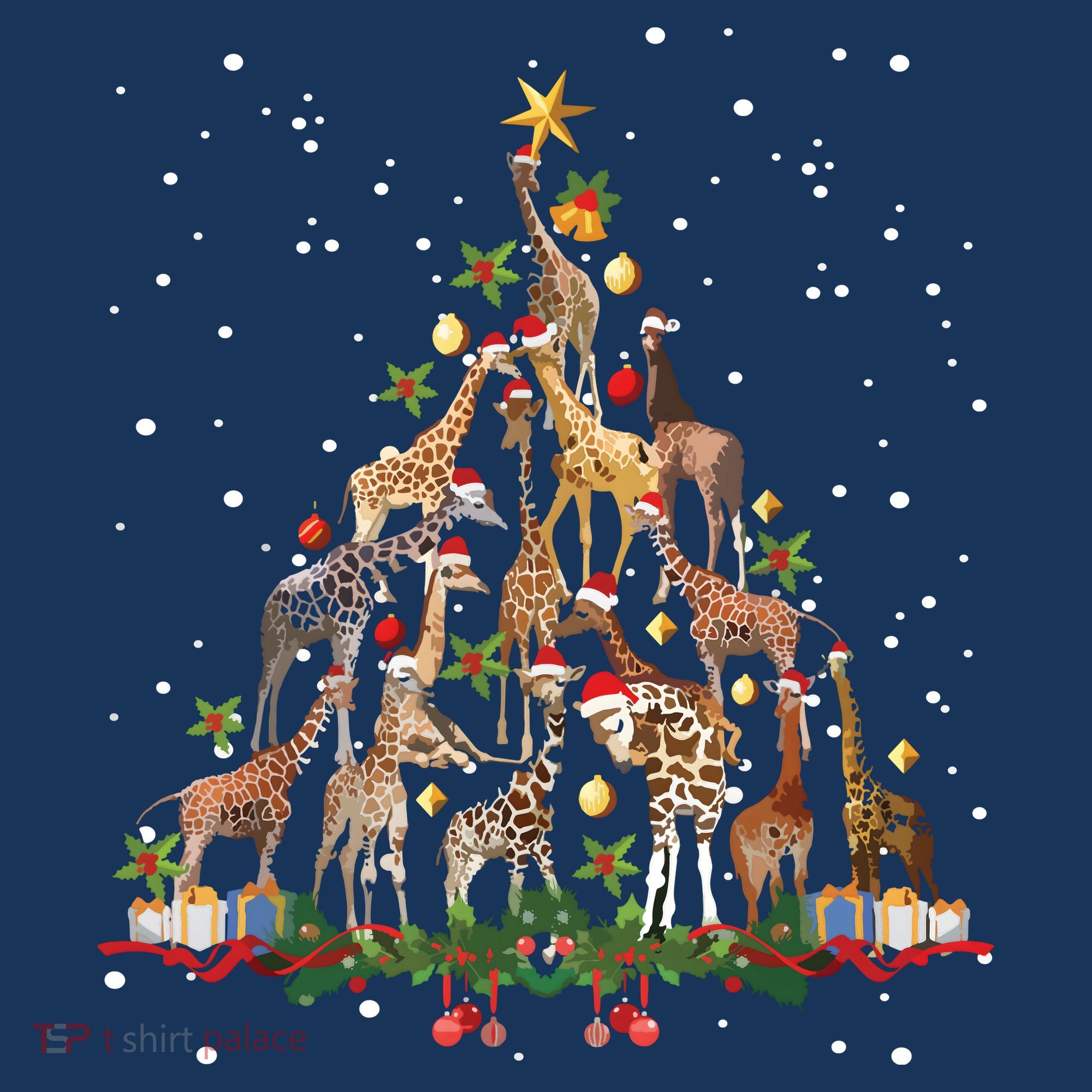 Funny Giraffe Christmas Tree Ornament Decor Cute Women's Hoodie