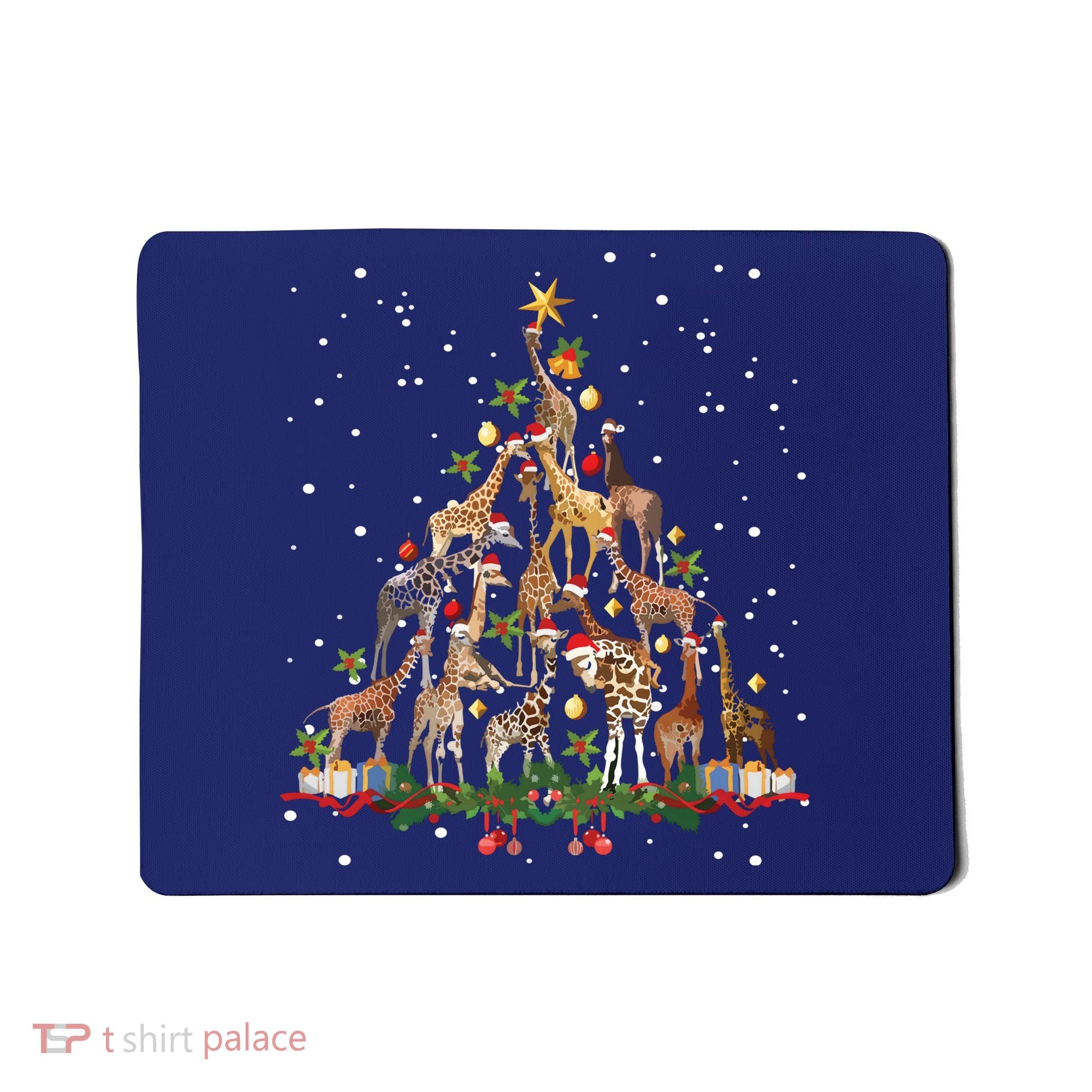 Funny Giraffe Christmas Tree Ornament Decor Cute Mousepad