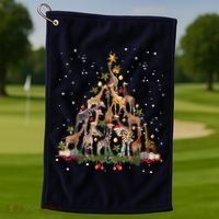 Funny Giraffe Christmas Tree Ornament Decor Cute Golf Towel thumb 1