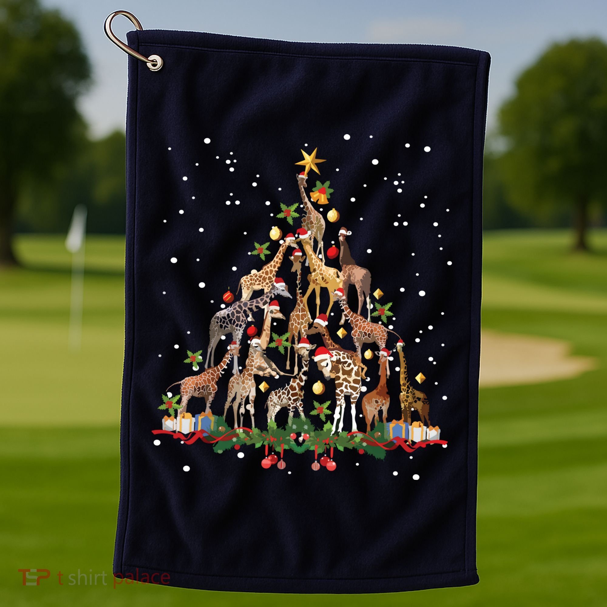 Funny Giraffe Christmas Tree Ornament Decor Cute Golf Towel