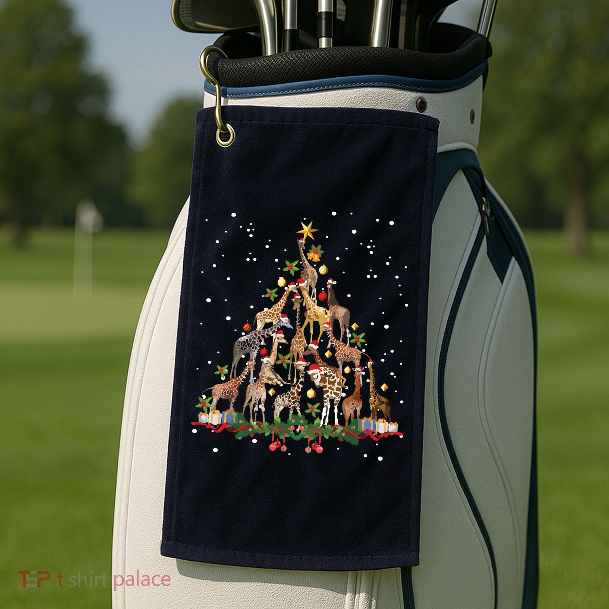 Funny Giraffe Christmas Tree Ornament Decor Cute Golf Towel
