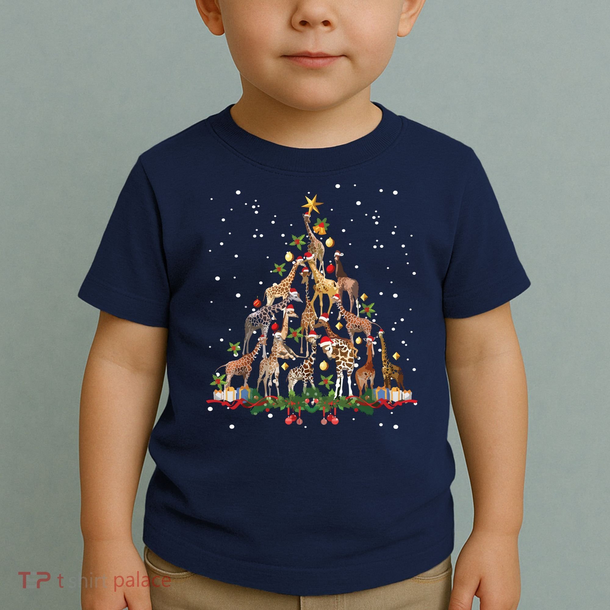 Funny Giraffe Christmas Tree Ornament Decor Cute Toddler T-Shirt