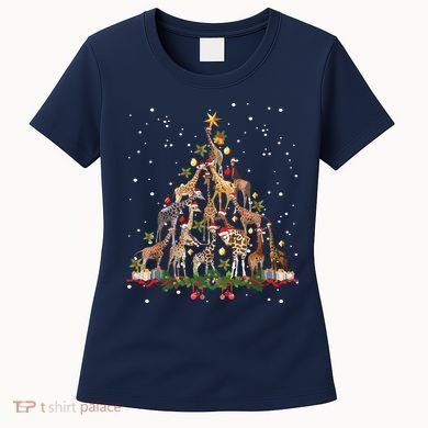 Funny Giraffe Christmas Tree Ornament Decor Cute Women's T-Shirt