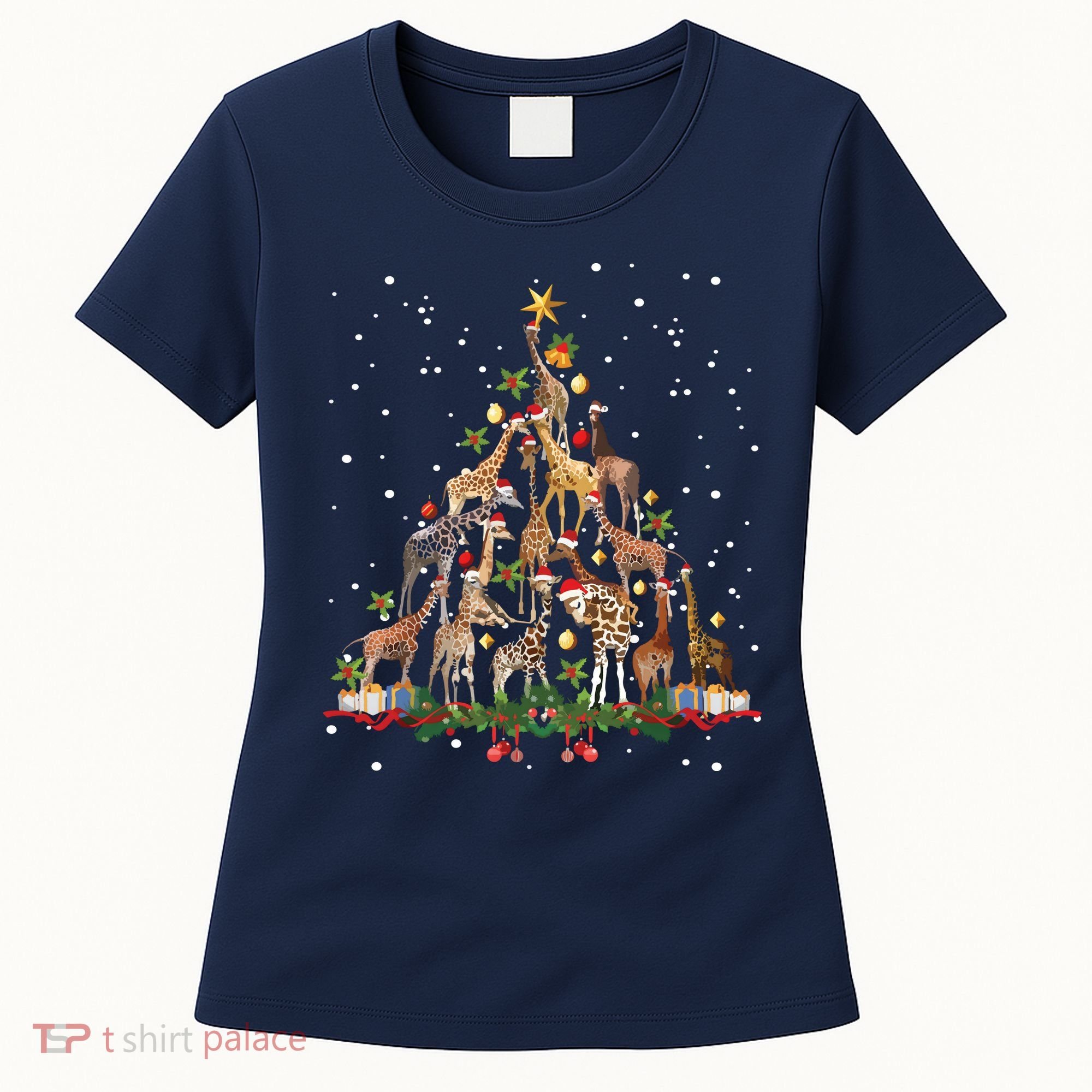 Funny Giraffe Christmas Tree Ornament Decor Cute Women's T-Shirt