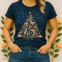 Funny Giraffe Christmas Tree Ornament Decor Cute Women's T-Shirt thumb 2