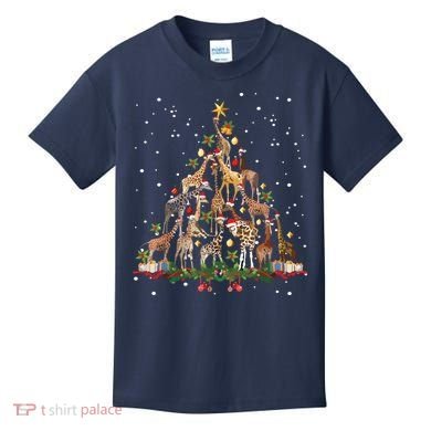 Funny Giraffe Christmas Tree Ornament Decor Cute Kids T-Shirt