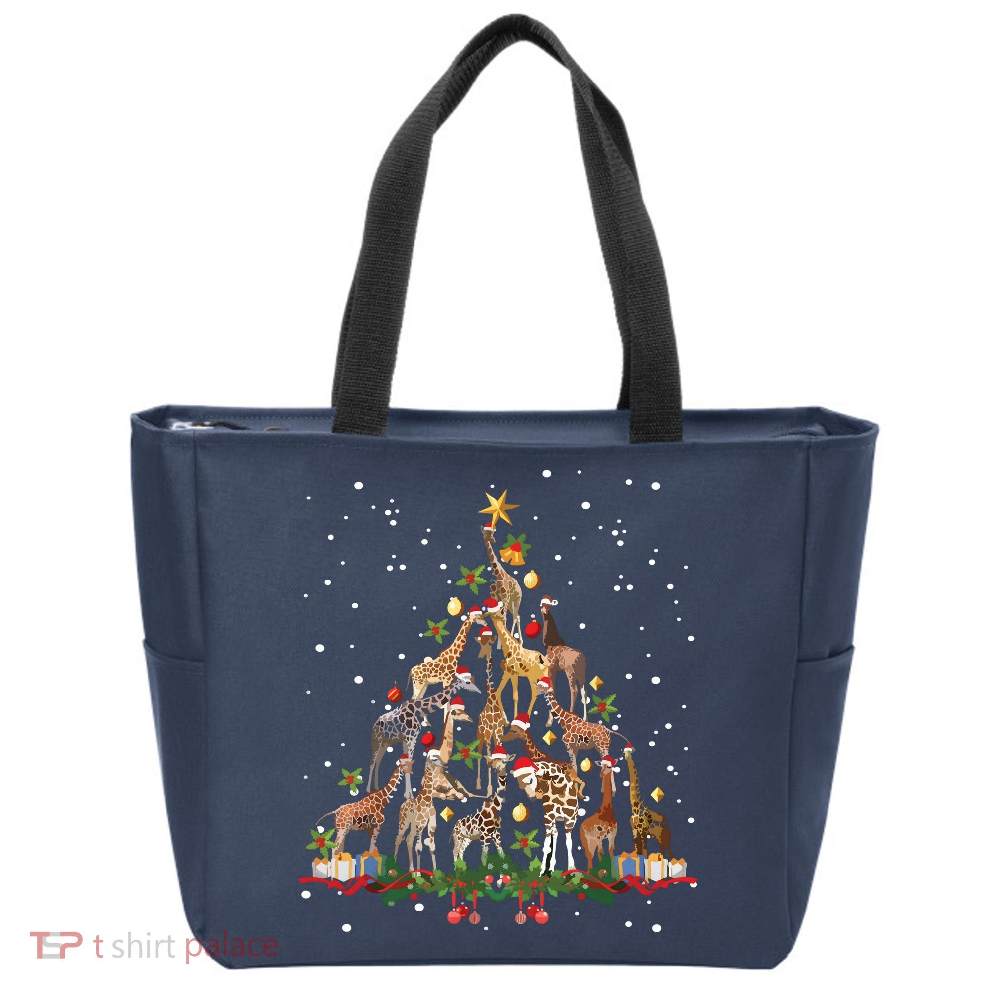 Funny Giraffe Christmas Tree Ornament Decor Cute Tote Bag