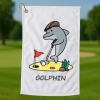 Funny GolphinS Cool Dolphin Quote Golf Golf Towel thumb 1
