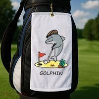 Funny GolphinS Cool Dolphin Quote Golf Golf Towel thumb 2