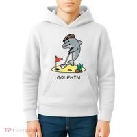 Funny GolphinS Cool Dolphin Quote Golf Kids Hoodie thumb 4