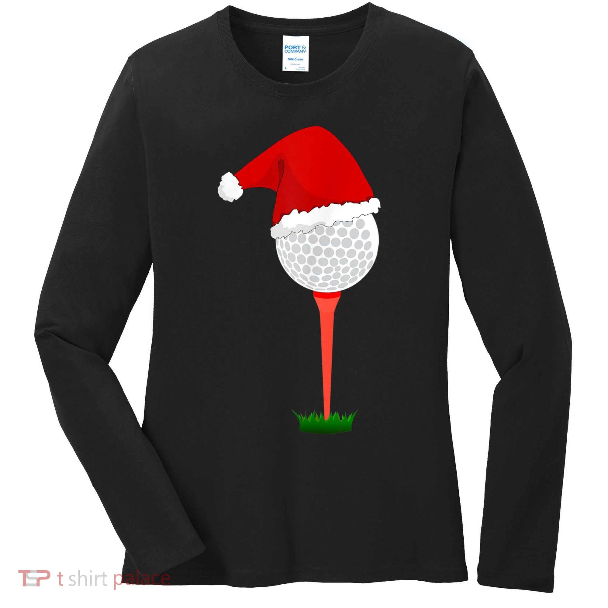 Funny Golfing Christmas Holiday Golf Ball Women's Long Sleeve Shirt
