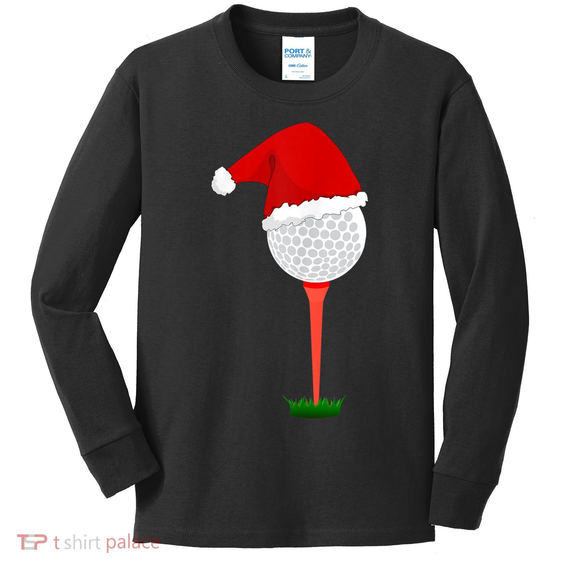Funny Golfing Christmas Holiday Golf Ball Kids Long Sleeve Shirt