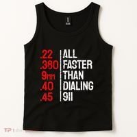 Funny Gun Caliber All Faster Than Dialing 911 Guns Tank Top thumb 2