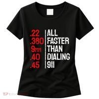 Funny Gun Caliber All Faster Than Dialing 911 Guns Women's T-Shirt thumb 0