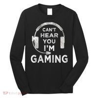 Funny Gamer Can't Hear You I'm Gaming Teens Boy Girl Long Sleeve Shirt thumb 0