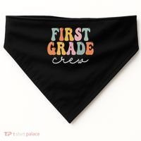 First Grade Crew Groovy Women First Day Of School USA-Made Doggie Bandana thumb 0