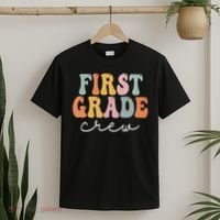 First Grade Crew Groovy Women First Day Of School T-Shirt thumb 2