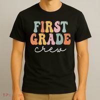 First Grade Crew Groovy Women First Day Of School T-Shirt thumb 3