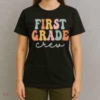 First Grade Crew Groovy Women First Day Of School T-Shirt thumb 4