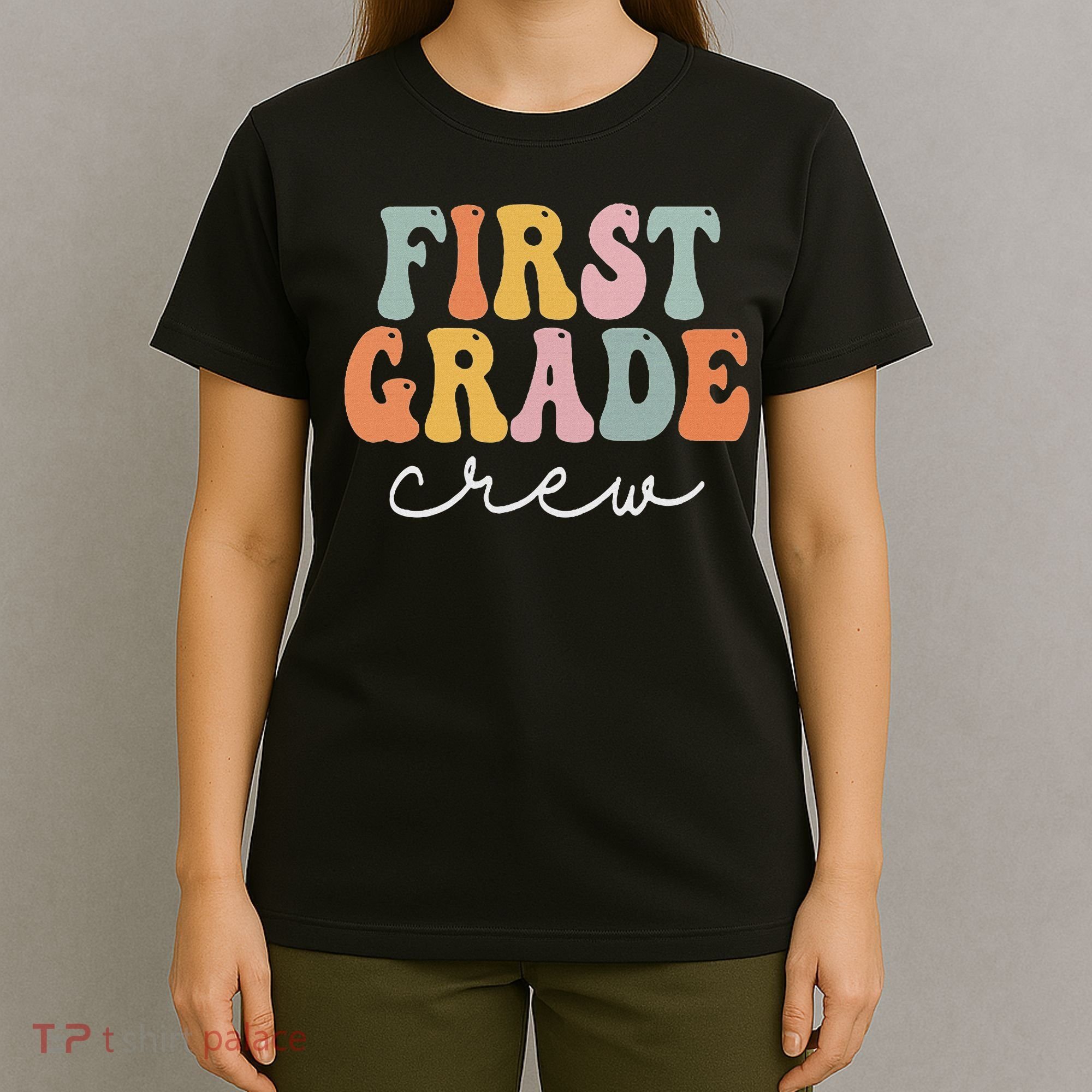 First Grade Crew Groovy Women First Day Of School T-Shirt