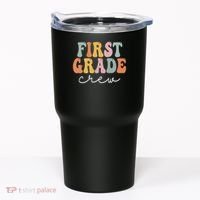 First Grade Crew Groovy Women First Day Of School Tumbler thumb 0