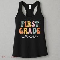 First Grade Crew Groovy Women First Day Of School Women's Tank Top thumb 3