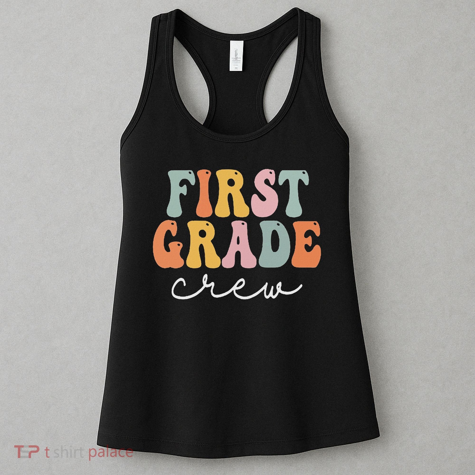 First Grade Crew Groovy Women First Day Of School Women's Tank Top