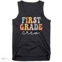 First Grade Crew Groovy Women First Day Of School Tank Top thumb 0