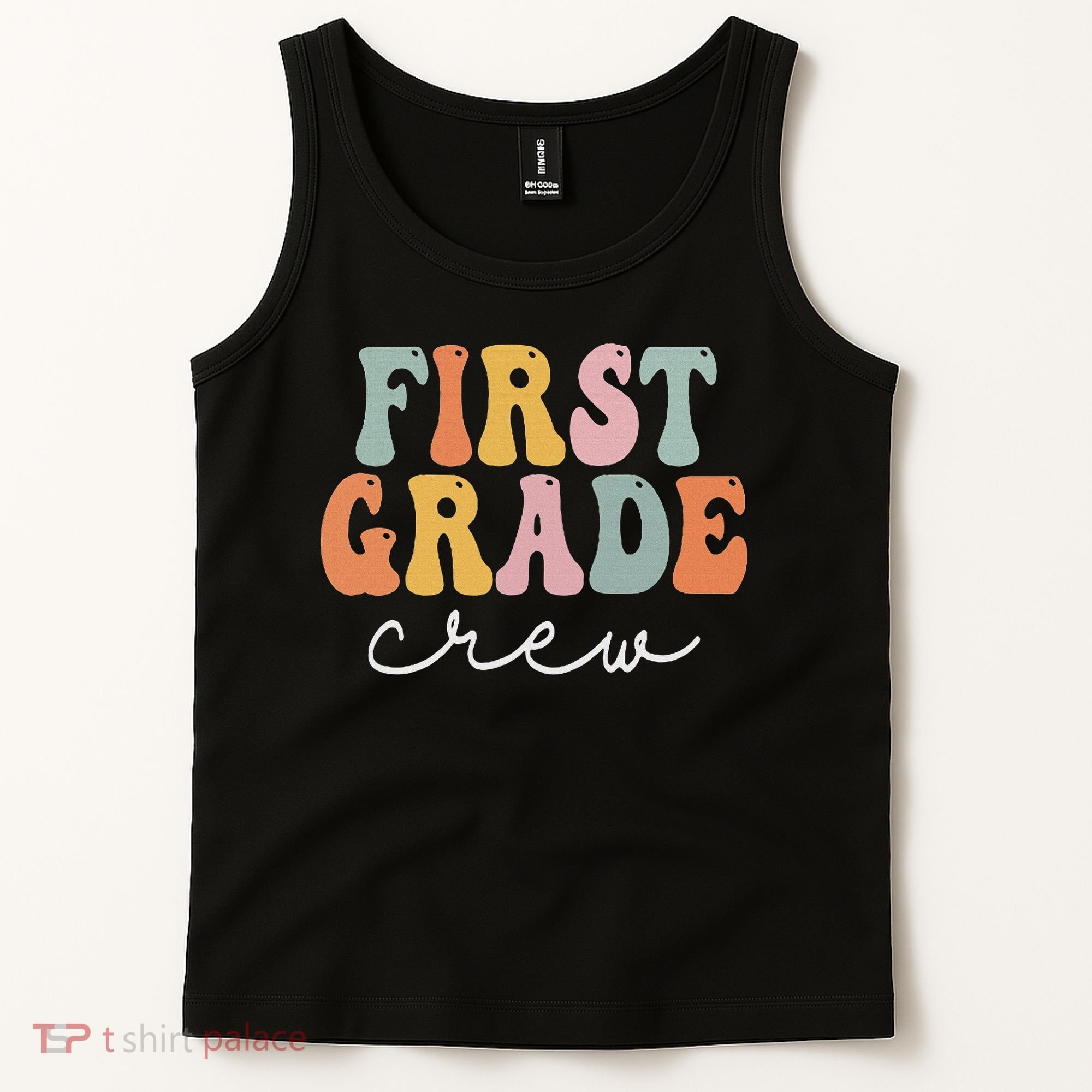 First Grade Crew Groovy Women First Day Of School Tank Top