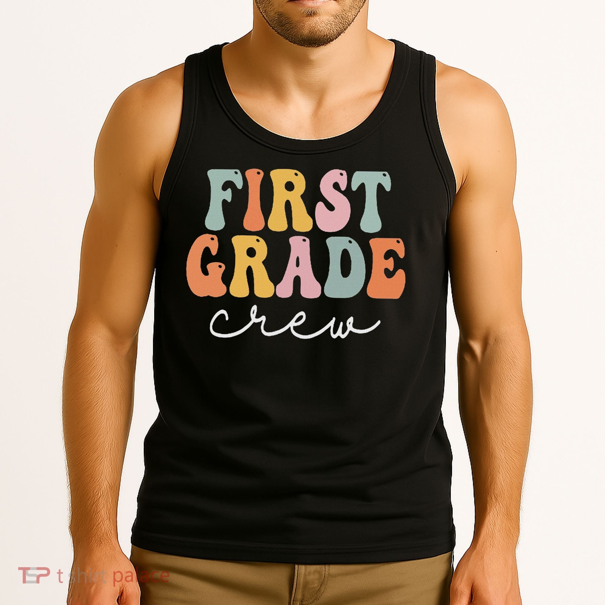 First Grade Crew Groovy Women First Day Of School Tank Top