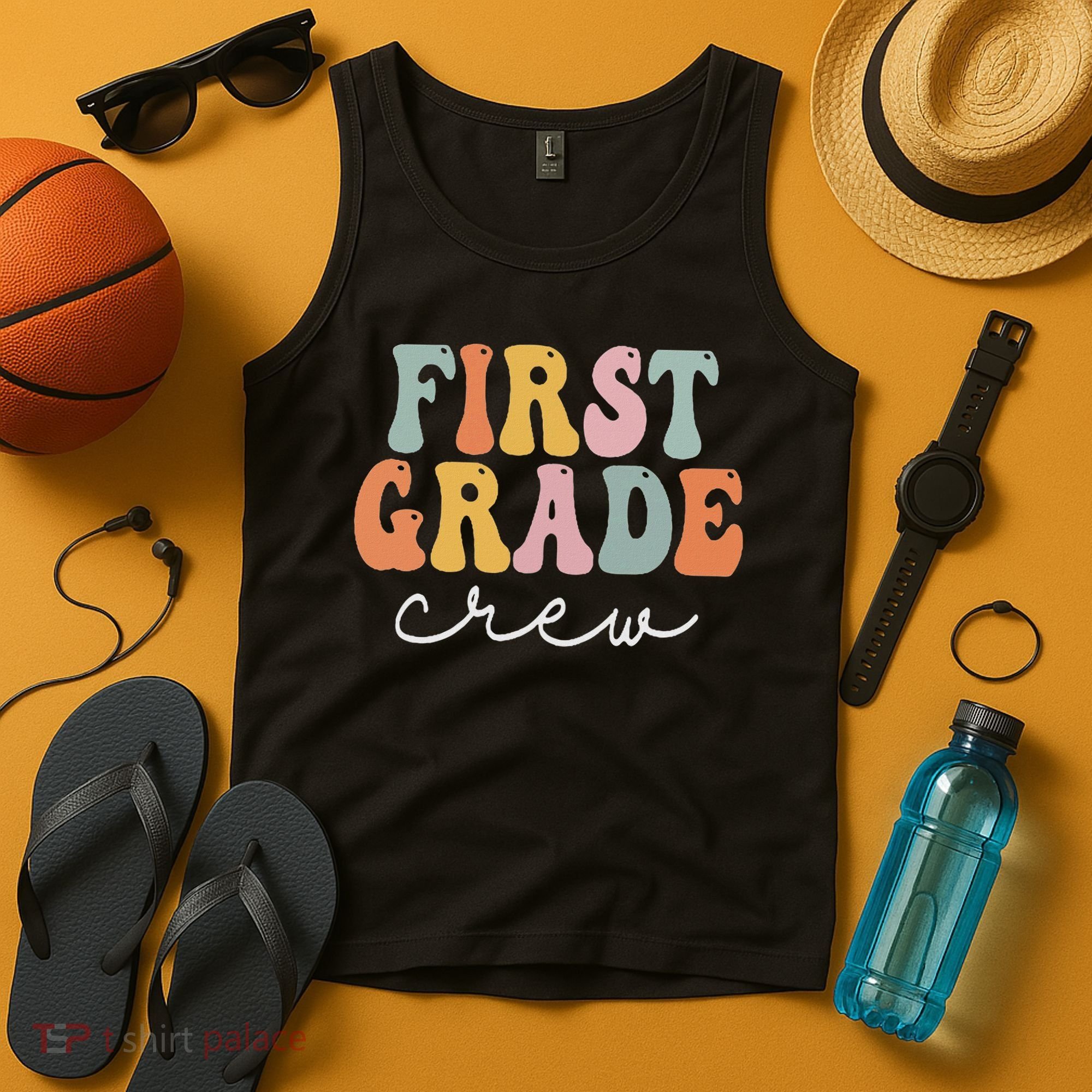 First Grade Crew Groovy Women First Day Of School Tank Top