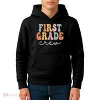 First Grade Crew Groovy Women First Day Of School Kids Hoodie thumb 4