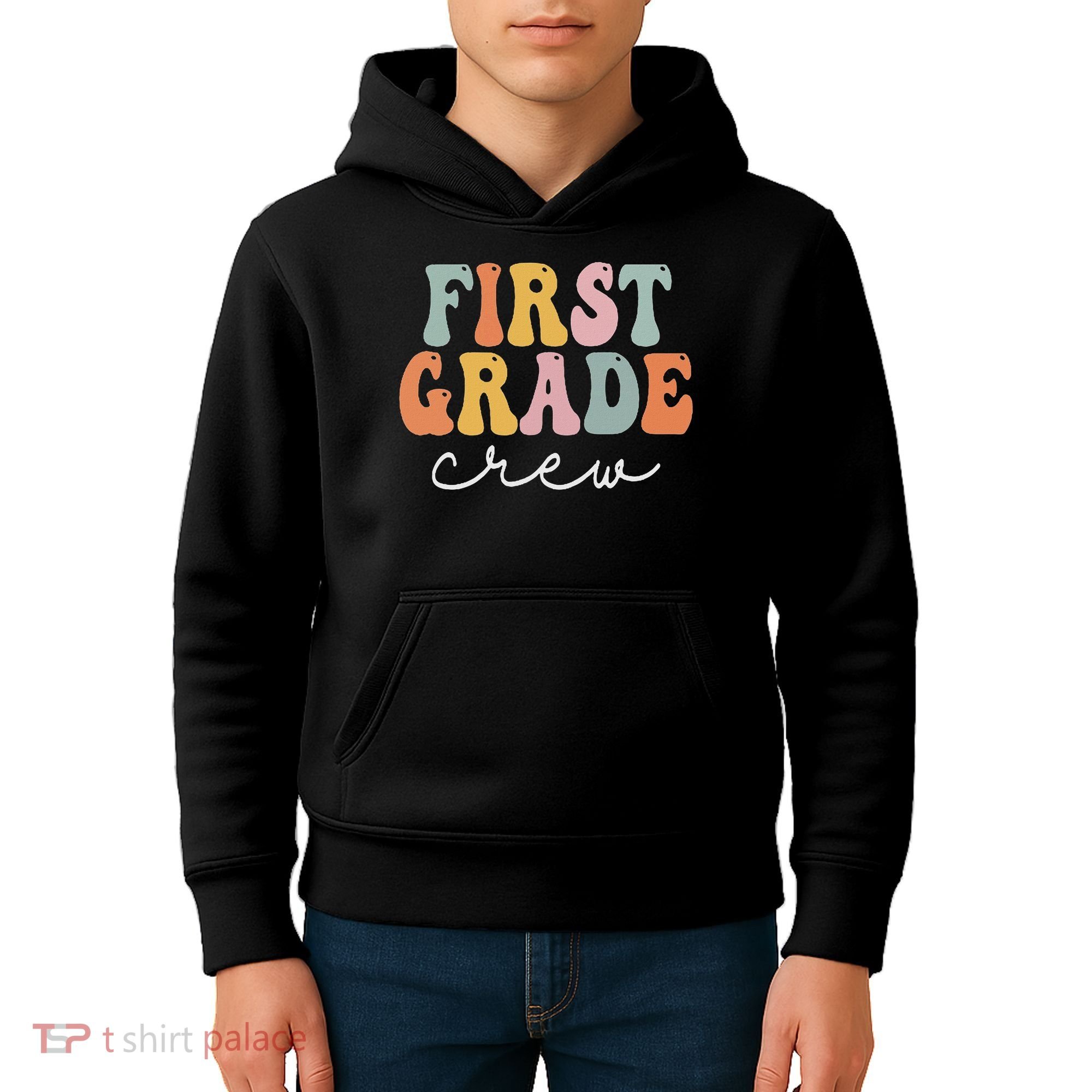 First Grade Crew Groovy Women First Day Of School Kids Hoodie